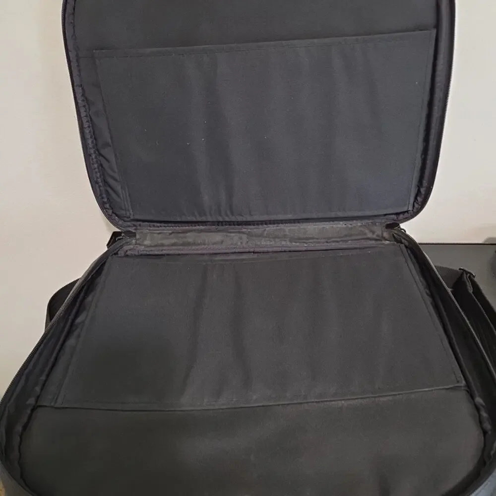 Vintage Dell Laptop Leather Bag Carry On With Expandabe Storage Shoulder Strap